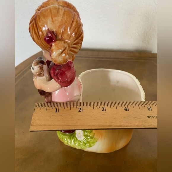 Vintage Adorable LEFTON Planter Vase Girl Holding Cat Ceramic RARE - Picture 9 of 11